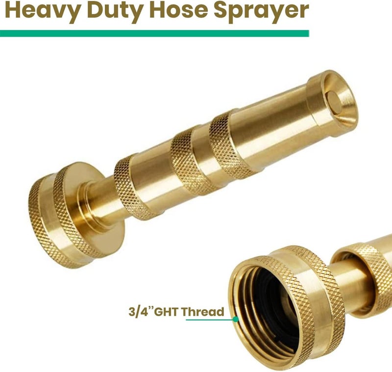Ustope Garden Hose Nozzle, High Pressure Water Hose Nozzle Sprayer Head,fits 3/4” Garden Hose Thread,for Lawn & Garden,Washing Cars,Watering Garden,Cleaning,Showering Dogs&Pets（Brass） - Image 1